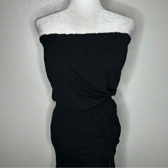 Young Fabulous & Broke Black Strapless Ruched Maxi Dress Front Slit Size M EUC - Picture 2 of 9